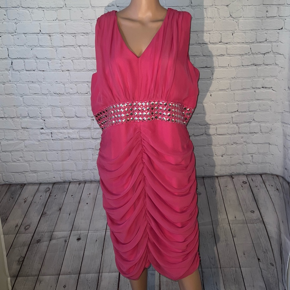 Ashro Hot Pink & Silver Bedazzled Dress size L